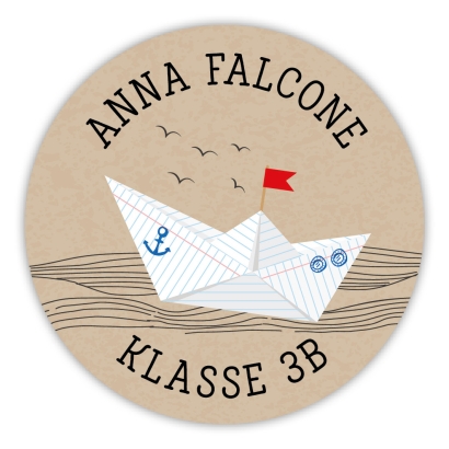 Schulaufkleber I Namensaufkleber fr die Schule Papierboot