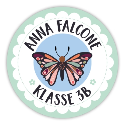 Schulaufkleber I Namensaufkleber fr die Schule Schmetterling