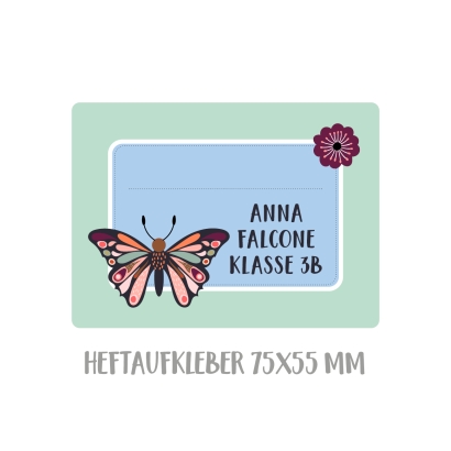 Namensaufkleber Set fr die Schule Schmetterling
