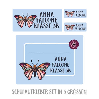 Namensaufkleber Set fr die Schule Schmetterling