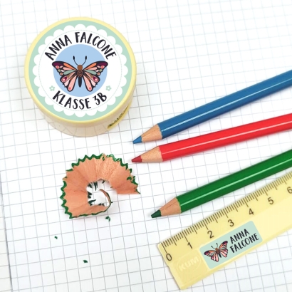Namensaufkleber Set fr die Schule Schmetterling