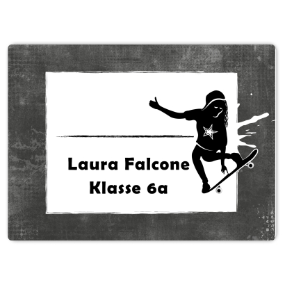 Heftaufkleber I groe Schulaufkleber Skatergirl