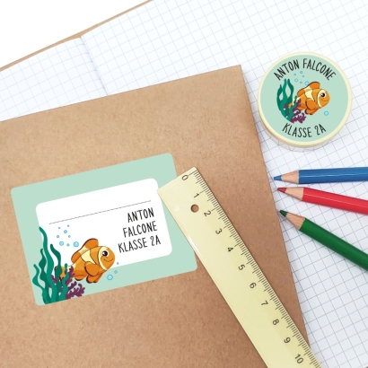 Heftaufkleber I groe Schulaufkleber Fisch