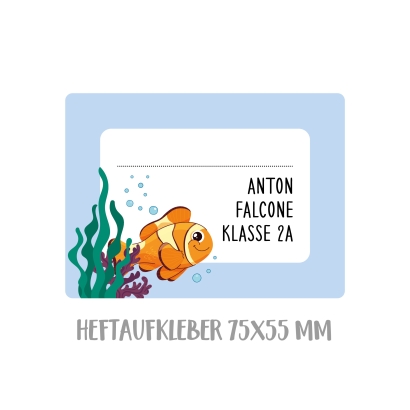Namensaufkleber Set fr die Schule Fisch