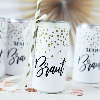 JGA Team Braut Banderole fr Prosecco Dosen 10er Set, Dots gold