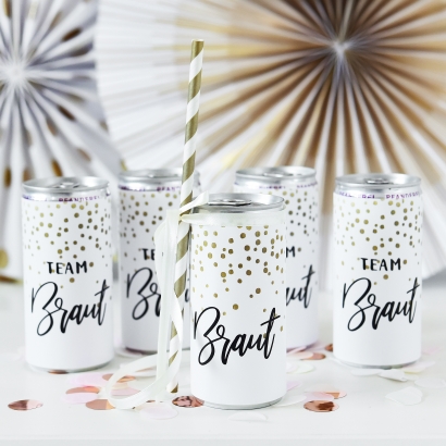 JGA Team Braut Banderole fr Prosecco Dosen 10er Set, Dots gold