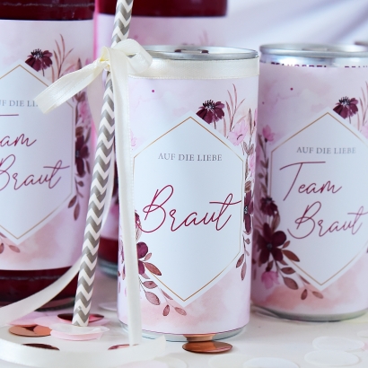 JGA I Team Braut Banderole fr Prosecco Dosen 10er Set, Flowers 
