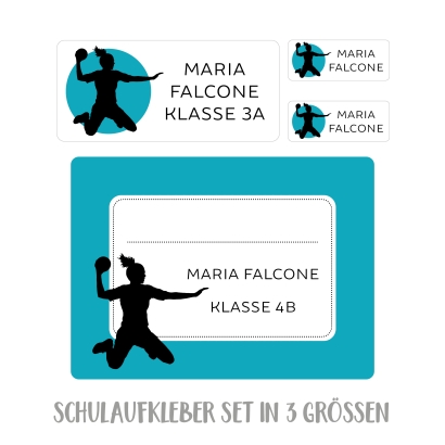 Namensaufkleber Set fr die Schule Handballerin