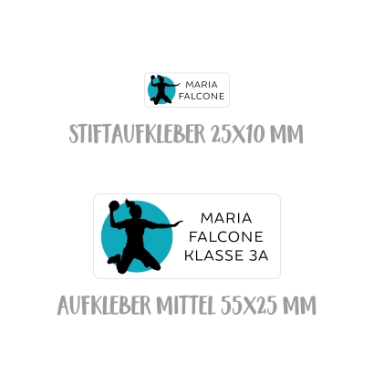 Namensaufkleber Set fr die Schule Handballerin