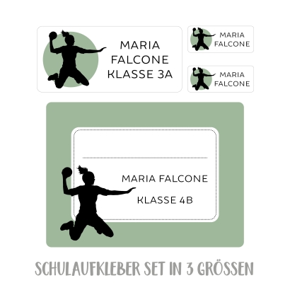 Namensaufkleber Set fr die Schule Handballerin