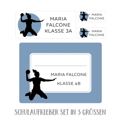 Namensaufkleber Set fr die Schule Handballerin