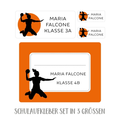 Namensaufkleber Set fr die Schule Handballerin