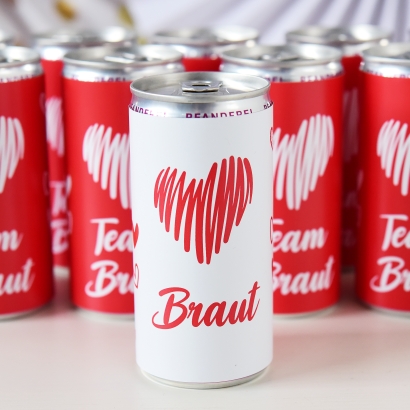 JGA Team Braut Banderole fr Prosecco Dosen 10erSet Herz modern