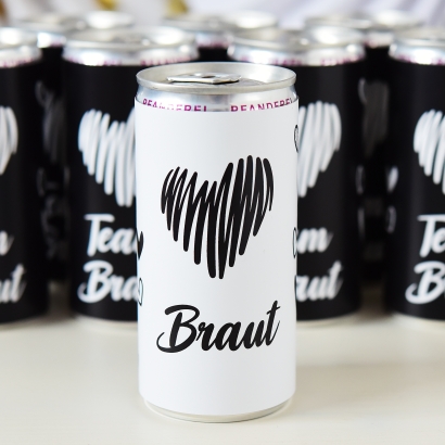 JGA Team Braut Banderole fr Prosecco Dosen 10erSet Herz modern