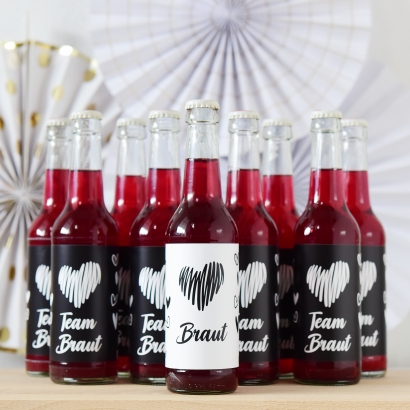 JGA Team Braut Banderole fr Prosecco Dosen 10erSet Herz modern