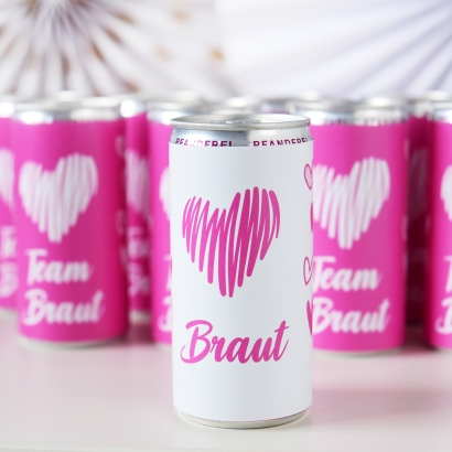 JGA Team Braut Banderole fr Prosecco Dosen 10erSet Herz modern