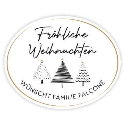 Weihnachtsaufkleber Tannen modern, personalisiert