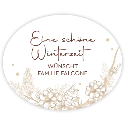 Weihnachtsaufkleber Tannenzapfen, personalisiert