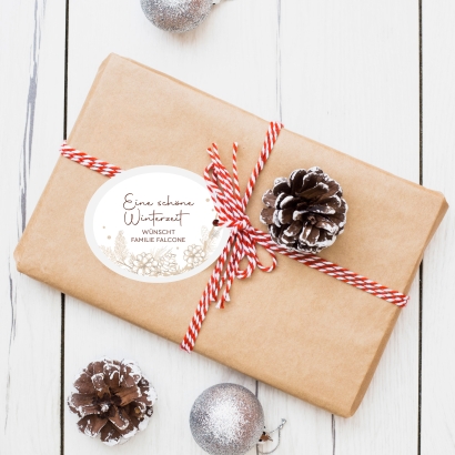 Weihnachtsaufkleber Tannenzapfen, personalisiert