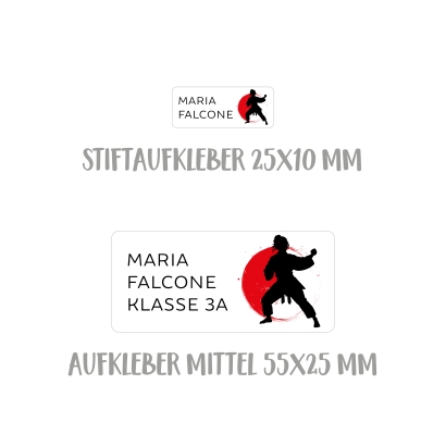 Namensaufkleber Set fr die Schule Judo I Karate I Taekwondo
