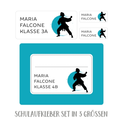 Namensaufkleber Set fr die Schule Judo I Karate I Taekwondo