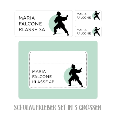 Namensaufkleber Set fr die Schule Judo I Karate I Taekwondo