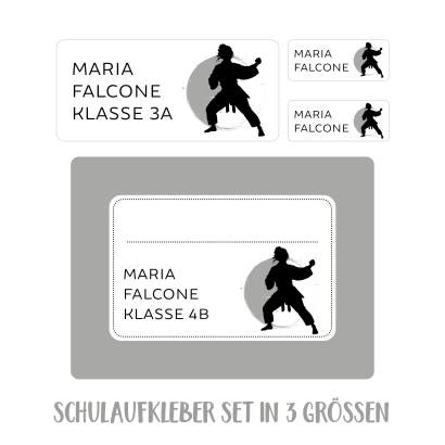 Namensaufkleber Set fr die Schule Judo I Karate I Taekwondo