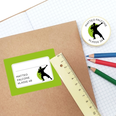 Namensaufkleber Set fr die Schule Judo I Karate I Taekwondo Jun