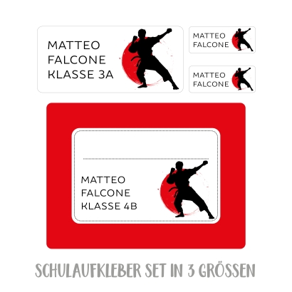 Namensaufkleber Set fr die Schule Judo I Karate I Taekwondo Jun