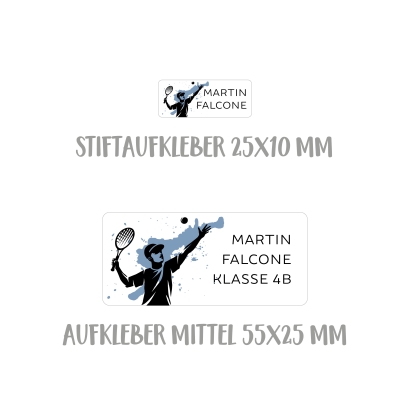 Namensaufkleber Set fr die Schule Tennis I Tennisspieler