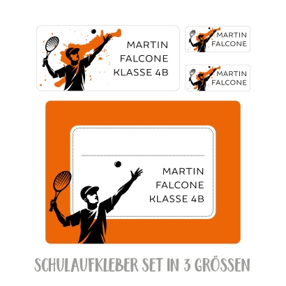 Namensaufkleber Set fr die Schule Tennis I Tennisspieler