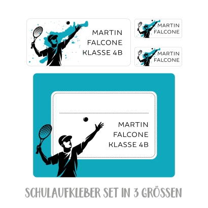 Namensaufkleber Set fr die Schule Tennis I Tennisspieler