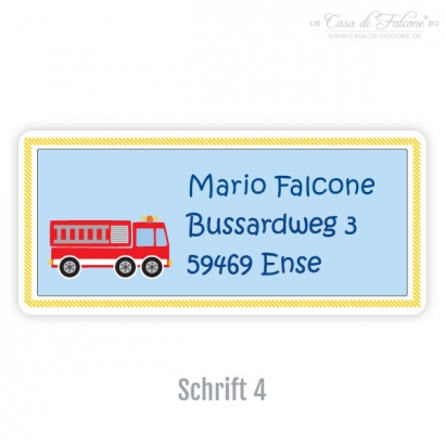 Eckige Aufkleber Feuerwehrauto